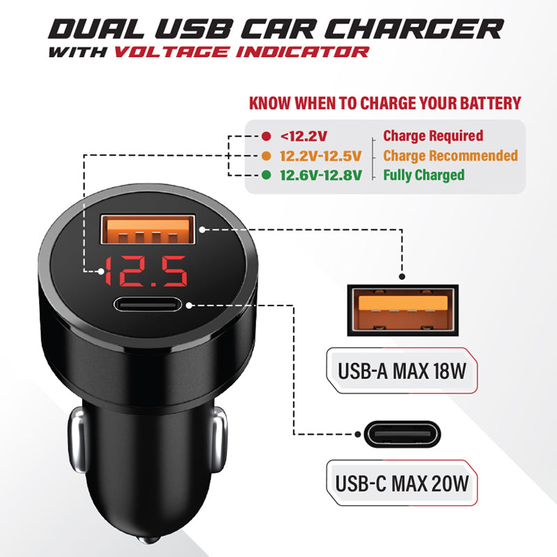 12V USB Charger with Battery Voltage Indicator